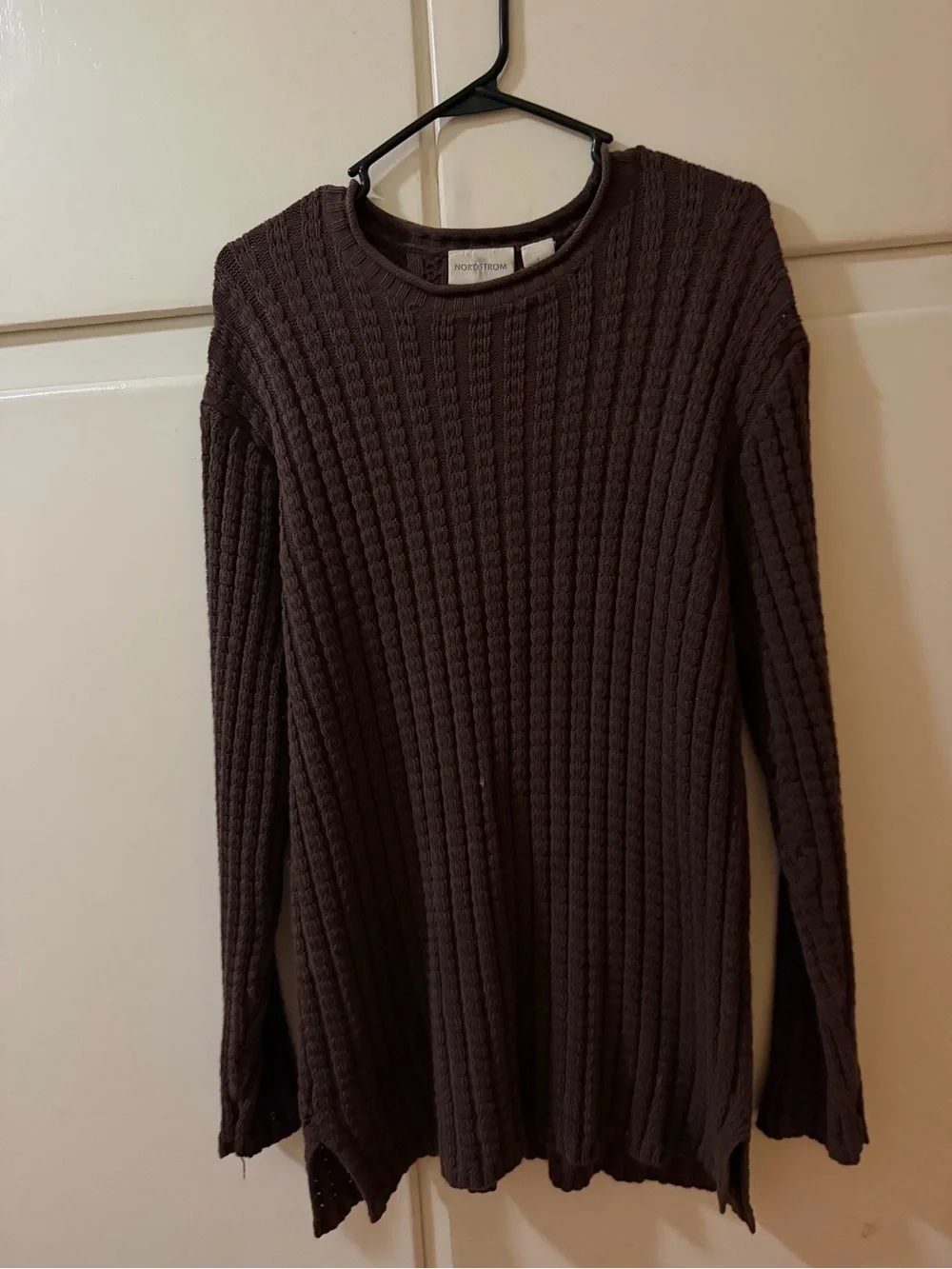 Nordstrom Dark Purple Ribbed Crewneck Sweater
